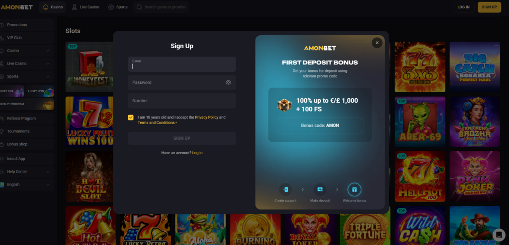 Amonbet login online